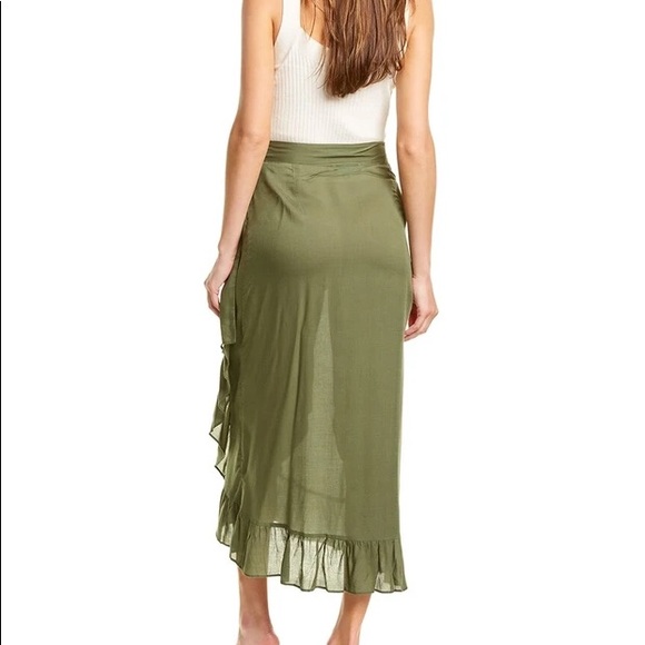 Melissa Odabash Olive Green Dani Ruffle Wrap Skirt Sz XS - Picture 2 of 7